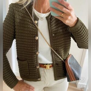 Ba&sh iconic knitted cardigan khaki Gaspard
